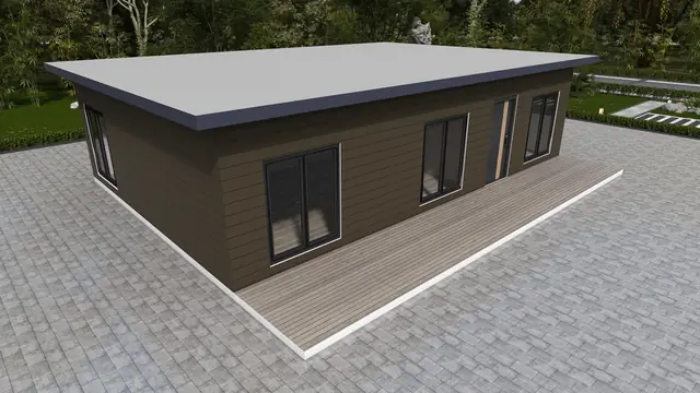 Tek Katlı Yaşam Alanı — Cephe ve veranda alternatifleri, görünüm 1